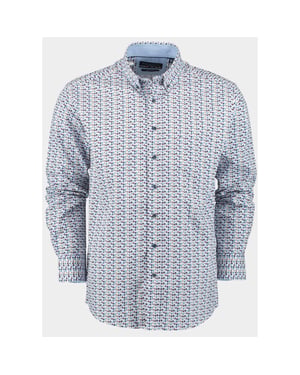 Bos Bright Blue R.b. boston casual hemd lange mouw regular fit cotton 427670/324