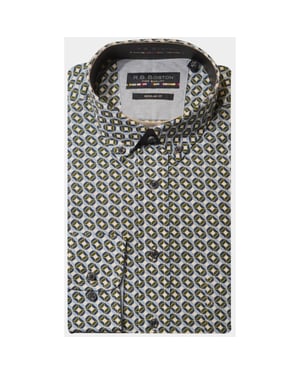 Bos Bright Blue R.b. boston casual hemd lange mouw regular fit cotton 427670/705