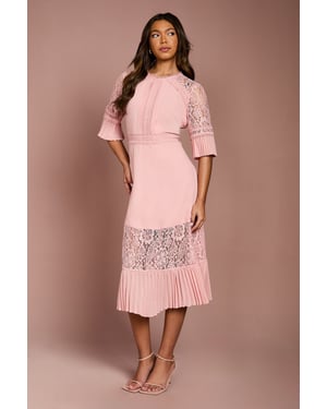 Lace Insert Midi Dress