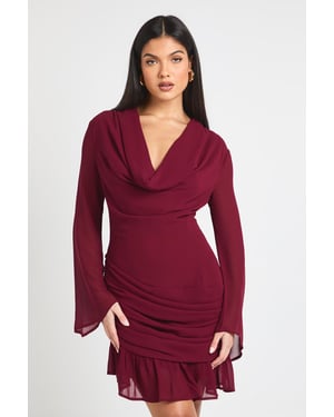 Cowl Long Sleeve Mini Dress