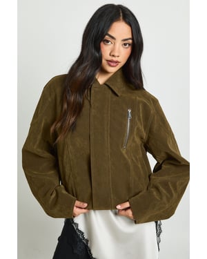 Boxy Suede Bomber Jacket