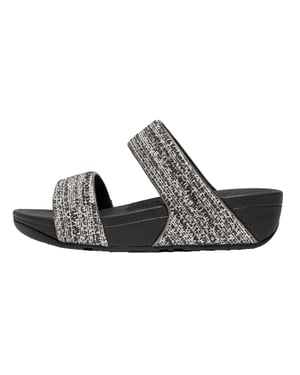 Fit Flop Dam/Ladies Lulu Shimmer Weave Sliders (Svart)