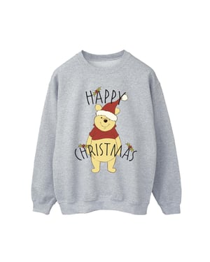 Disney Heren Winnie De Poeh Vrolijk Kerstmis Holly Sweatshirt (Sportgrijs)