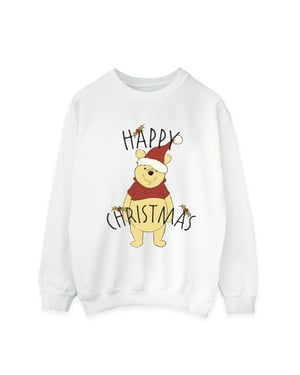 Disney Heren Winnie De Poeh Vrolijk Kerstmis Holly Sweatshirt (Wit)