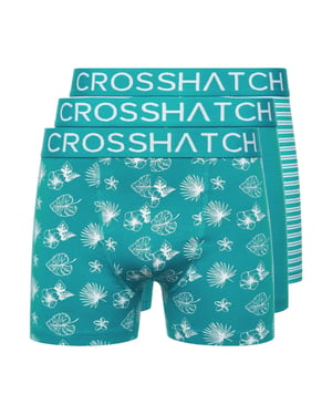 Crosshatch Heren Hovland Boxershorts (Set van 3) (Tropisch Groen)