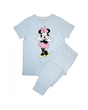 Disneyflickor Minnie Mouse Pose Kortärmad Lång Pyjamas Set (Babyblå)