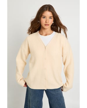 Oversized Chunky Rib Knit Boyfriend Cardigan
