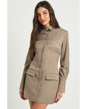 Tailored Double Layer Utility Shirt Dress