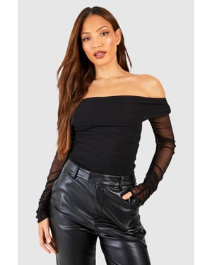 Tall Off The Shoulder Mesh Bodysuit