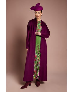 Lisa Tan Occasion Belted Skirt Detail Coat