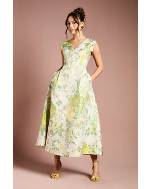 Floral Jacquard Midi Dress