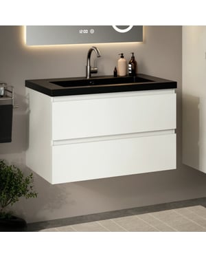 Mirlux Badkamermeubel sova 80cm wit wastafel zwart