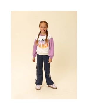 Looxs Revolution Sweater lila / offwhite positive vibes voor meisjes in de kleur