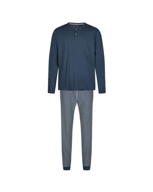 Phil & Co Heren winter pyjama set lang donker gestreept