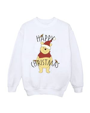 Disney Dam/Tjej Winnie The Pooh Happy Christmas Holly Sweatshirt (Vit)