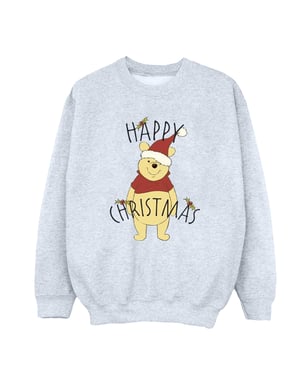 Disney Dam/Tjej Winnie The Pooh Happy Christmas Holly Sweatshirt (Sport Grå)