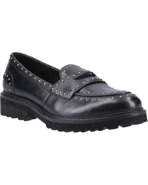 Hush Puppies Genie Leren Dames Zwarte Standaard Instappers