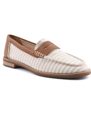 Sperry Port Driving Textiel Dames Witte/Tan Standaard Loafers