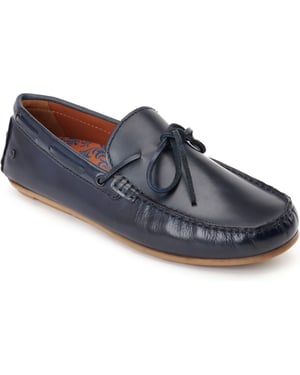 Base London Brooks Leren Heren Navy Standaard Instappers