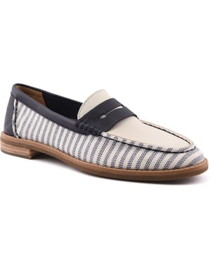 Sperry Port Driving Textiel Dames Witte/Marineblauwe Standaard Loafers