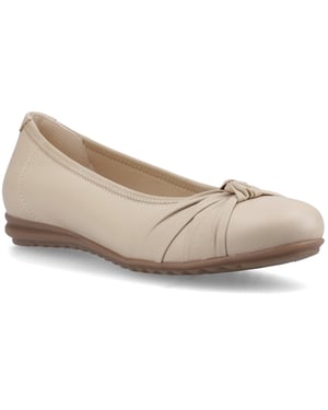 Hush Puppies Lilith Lederen Dames Crème Standaard Ballerina's