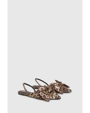 Wide Fit Faux Suede Bow Detail Pointed Flats