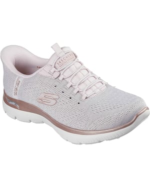Skechers Arch Fit Summits - Zachte Schitterende Textiel Dames Licht Roze Standaard Sneakers