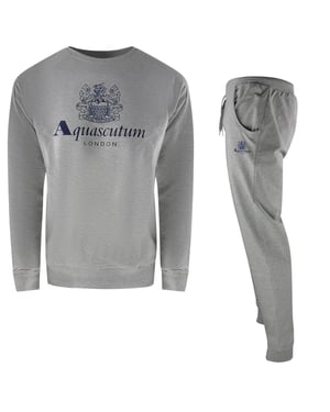 Aquascutum Mannen London Logo Crew Neck Trainingsoutfit Set (Grijs)