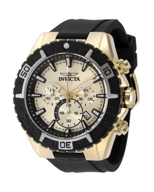 Invicta Aviator 49090 Heren Horloge - Quartz Uurwerk - Roestvrij Staal met gouden Wijzerplaat - 49mm