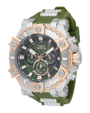Invicta Bolt 49809 Heren Horloge - Quartz Uurwerk - Roestvrij Staal met groene Wijzerplaat - 52mm