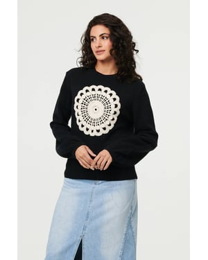 Black Embroidered Detail Long Sleeve Jumper