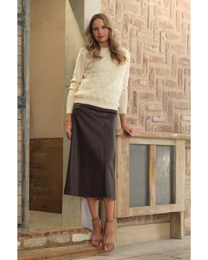 Cream Rose Texture Embellished Jumper