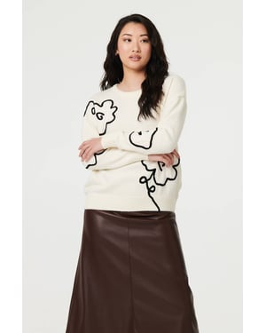 Ivory Floral Embroidered Long Sleeve Jumper