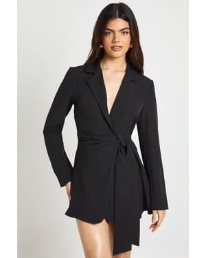 Wrap Drape Front Tailored Blazer Dress
