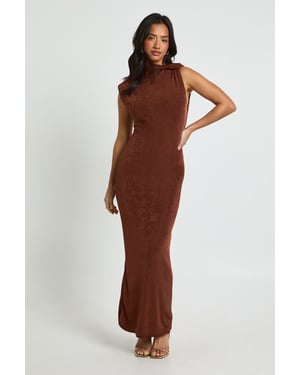 Petite Acetate Slinky Twist Neck Maxi Dress