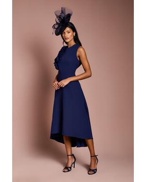 Petite 3D Corsage High Low Dress