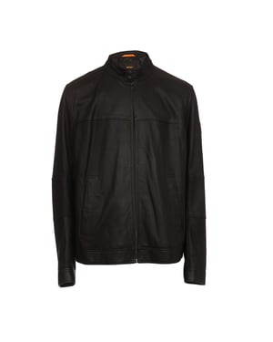Men's Boss Josep1 Leather Biker Jacket in Black