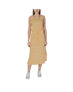 Gestreepte Midi-jurk met Bindkoord Taille