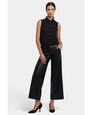 Vegan Stretch Sculpt-Her™ Leer Wijde Pantalon | Zwart