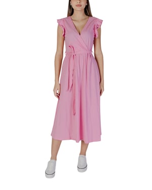 Casual Midi Jurk met Ruffle Mouwen Wikkeljurk