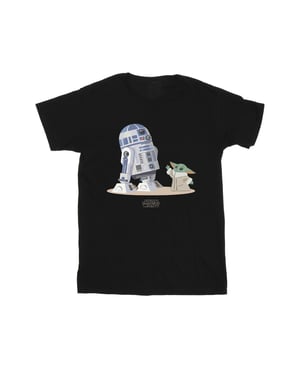 Star Wars Jongens The Mandalorian R2D2 en Grogu T-Shirt (Zwart)