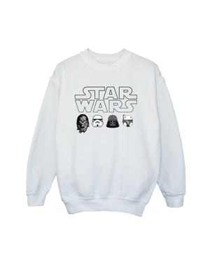 Star Wars Pojkar - Sweatshirt med huvuden (Vit)