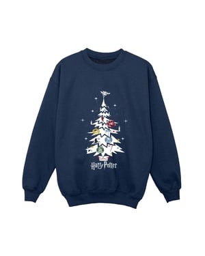 Harry Potter Sweatshirt met kerstboom voor jongens (Marineblauw)