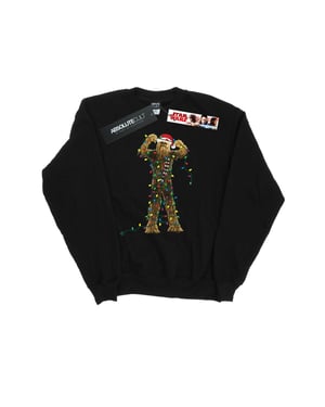 Star Wars Chewbacca Christmas Lights Sweatshirt - herr (Svart)
