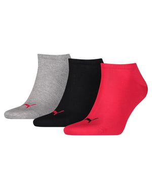 Puma Unisex Adult Invisible Socks (Pakket van 3) (Zwart/Rood/Grijs)