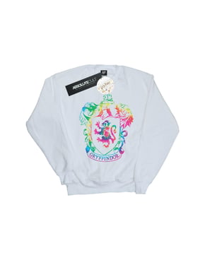 Harry Potter Meisjes Gryffindor Crest Tie Dye Ingevuld Sweatshirt (Wit)
