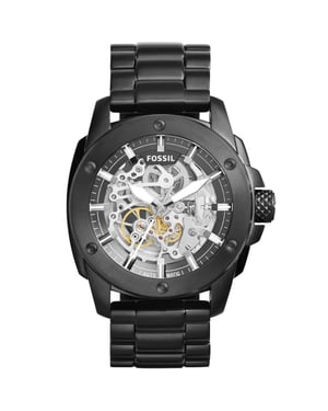 Fossil ME3080 Automatische Skeleton Herenhorloge, 50 mm Zwart RVS