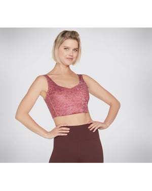 Skechers Performance Gosculpt Leopard Longline Beha Polyester Dames Roze Sportbeha