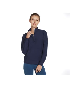 Skechers Performance GoLuxe Rib 1/4 Zip Polyester Dam Blå Tröja