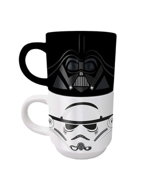 Star Wars Empire Hjälmar Stapelbara Muggar Set (Pack av 2) (Svart/Vit)